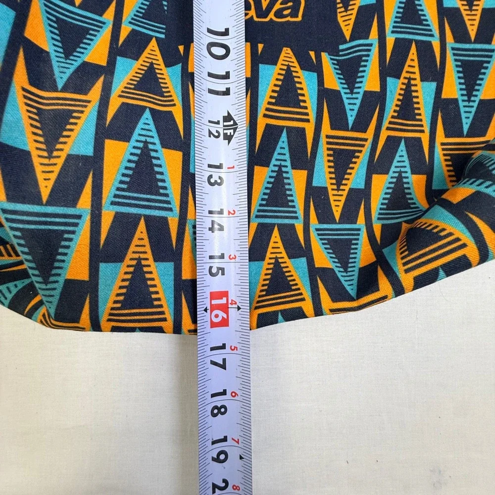 Teva Canvas Tote Bag‎ Geometric Triangle Pattern Navy Orange Teal Shopper